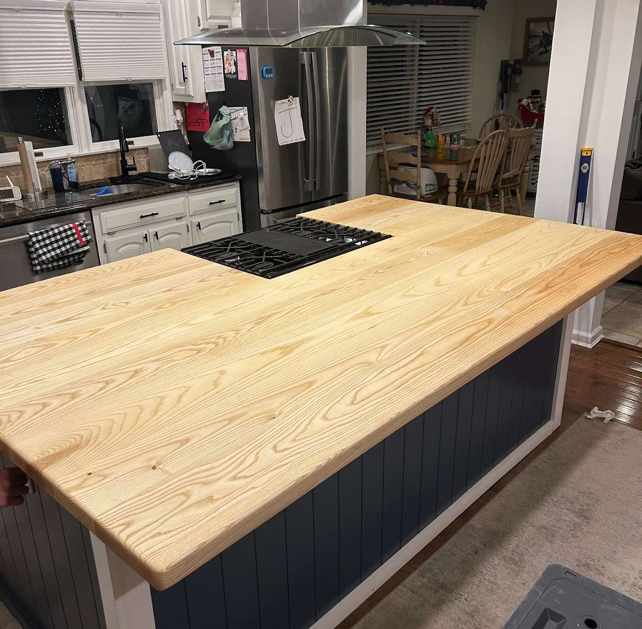 Custom wood kitchen island countertop by Coastal Custom Woodworks